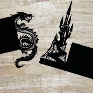 Fantasy Bookshelf Silhouettes Castle & Dragon Set