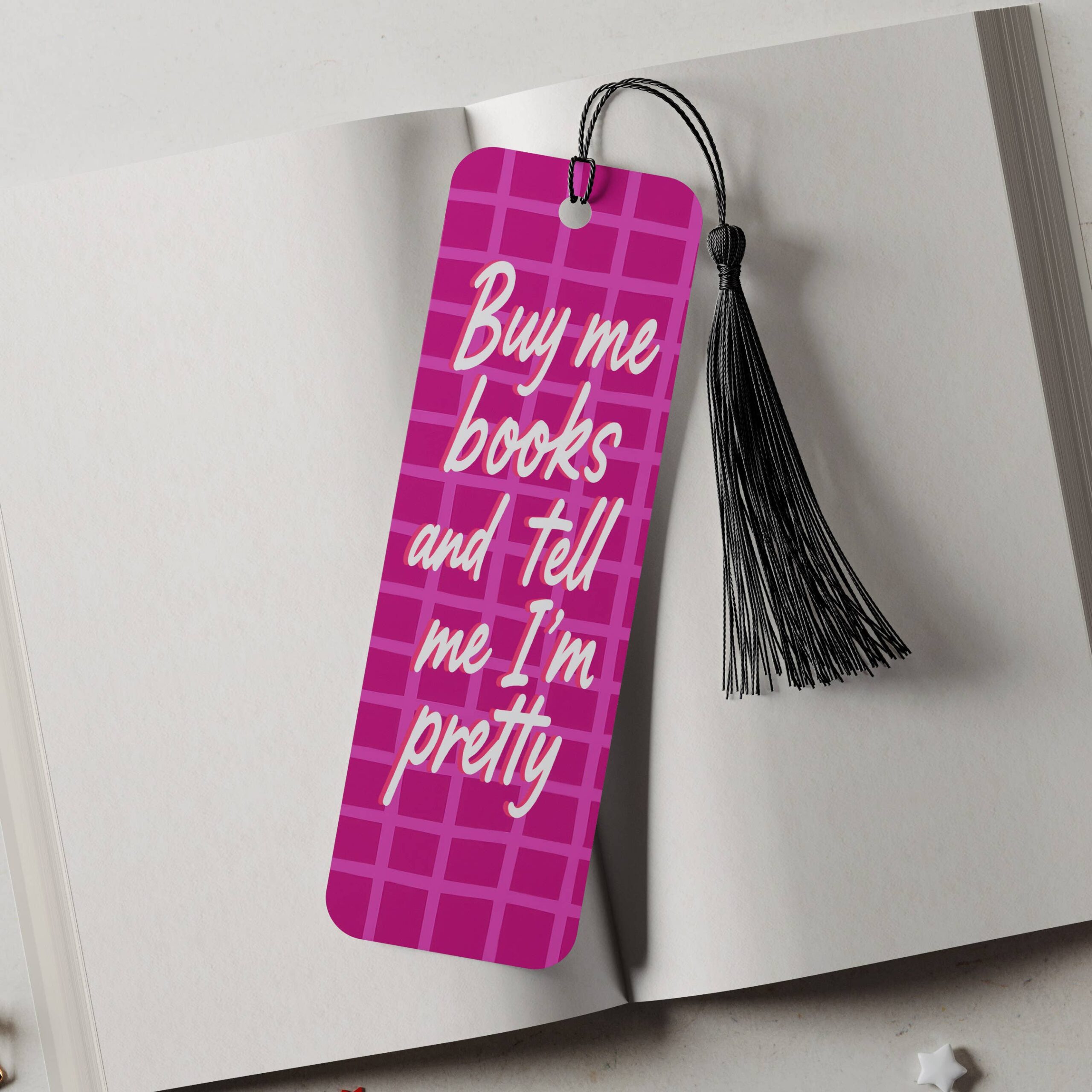 Neon Buy Me Books Aluminum Metal Bookmark