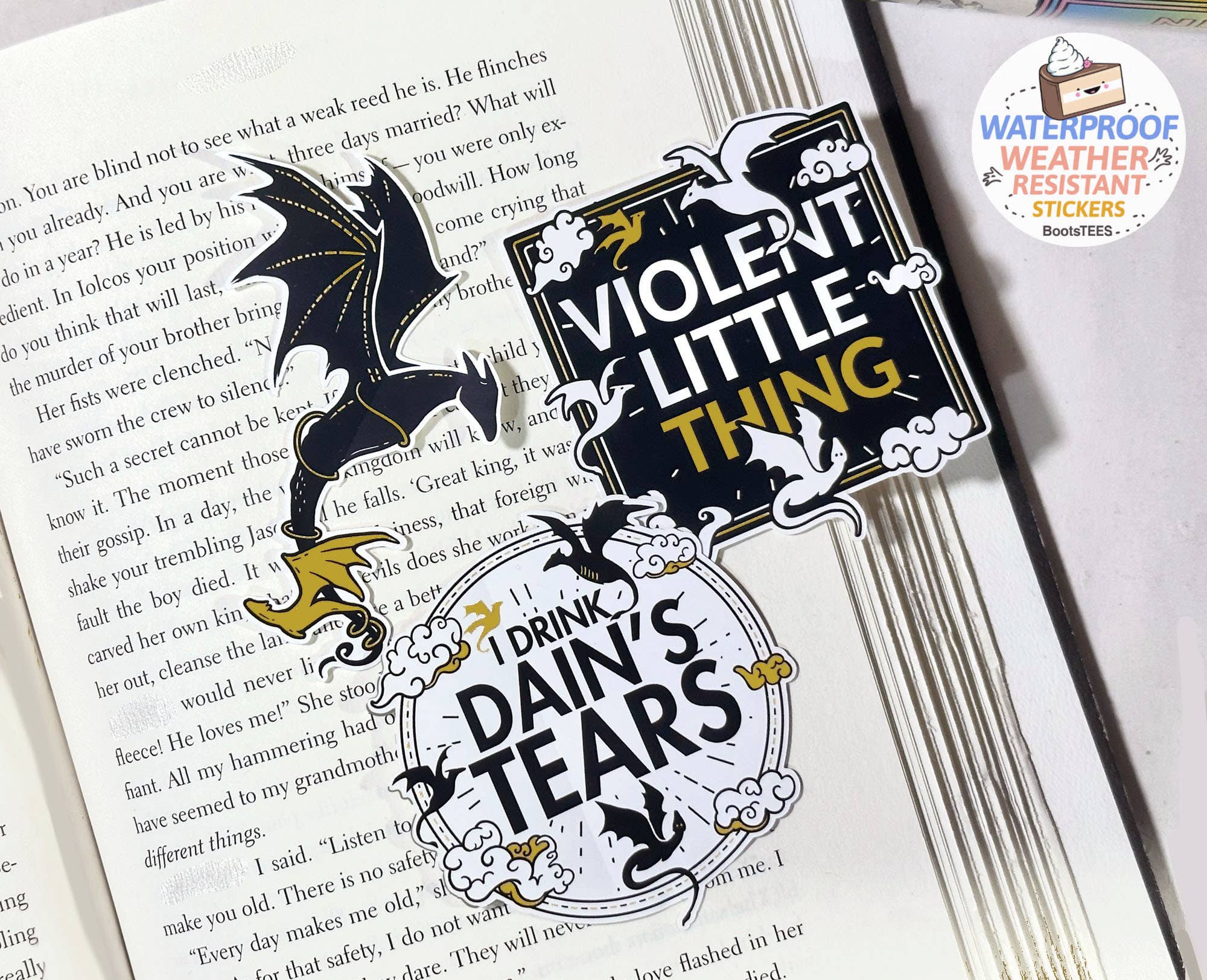 Fourth Wing Stickers, 3" Fantasy Romance Dragon Decals