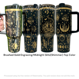 40oz Celestial moons and crystals full wrap Laser Engraved Tumbler